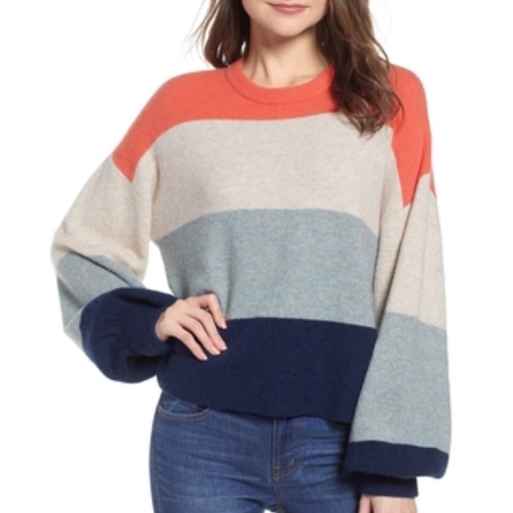 Madewell Sweaters - Madewell Striped Balloon Sleeve Pullover Sweater